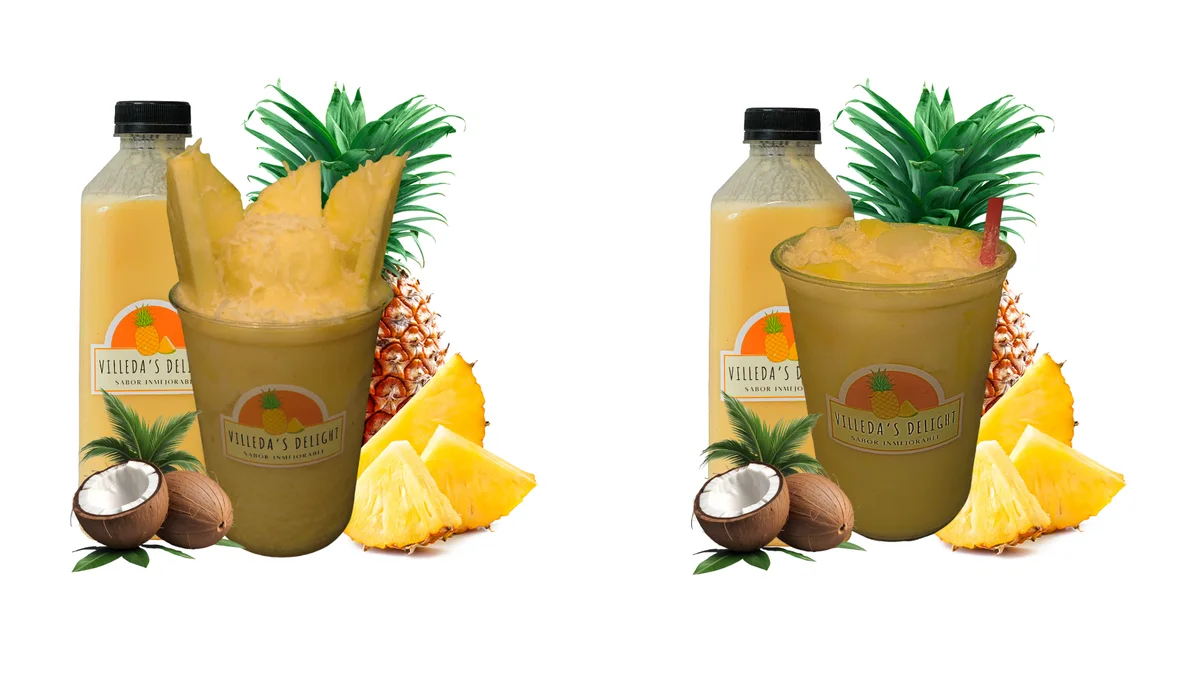 Piña colada raspado with pineapple